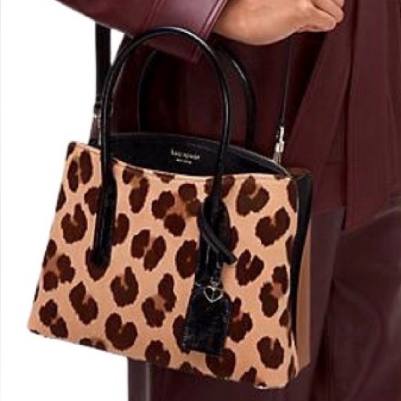 Kate Spade New York Margaux leopard medium satchel handbag or crossbody - Picture 1 of 16